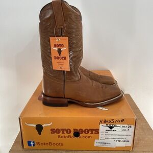Soto Boots Kansas Honey Brown Tan Western Cowboy Boots Size 7 New With Box